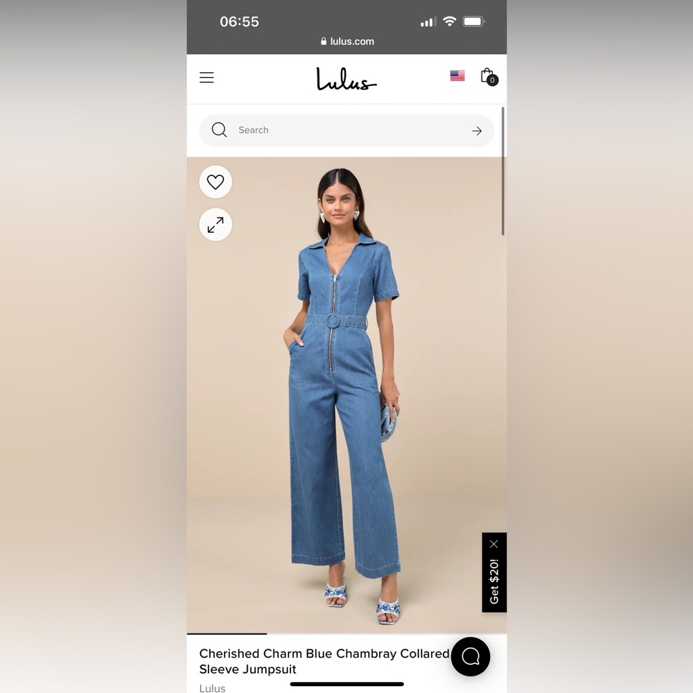 Lulus jean jumpsuit NEW